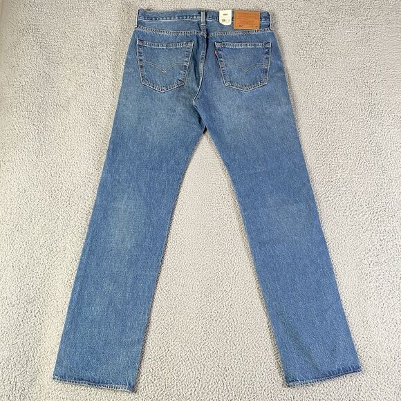 Levis Premium 501 Selvedge Jeans Mens 33x34 Blue Hemp Blend Straight Leg NEW - Picture 4 of 14